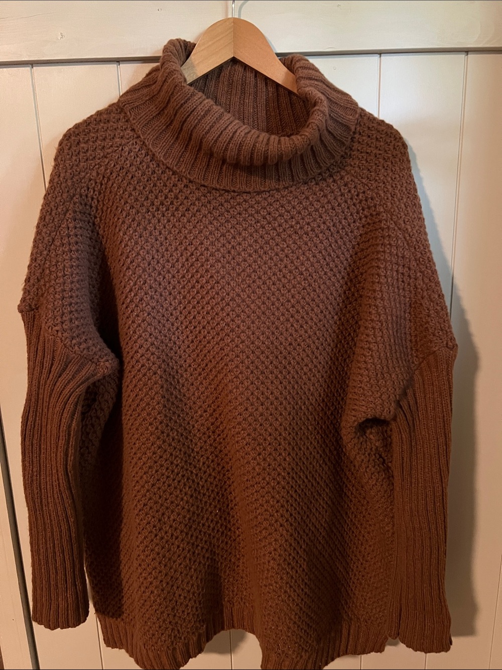 SHEIN Brown Chunky Knit Turtleneck Sweater
